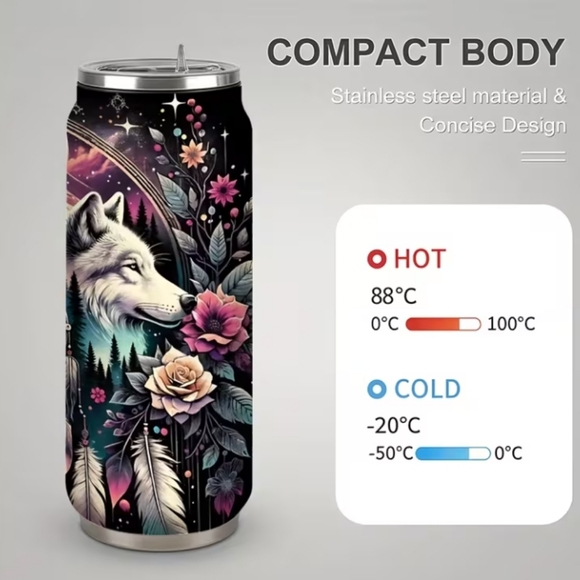 Wolf and Dreamcatcher Stainless Steel Can Tumbler - Picture 4 of 4